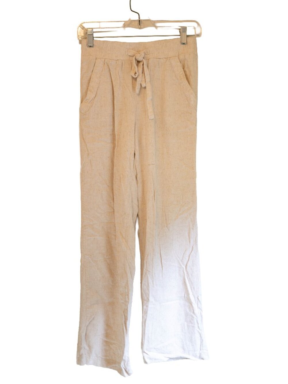 Sienna Sky Beige Boho Linen Wide Leg Pants - Size Small
